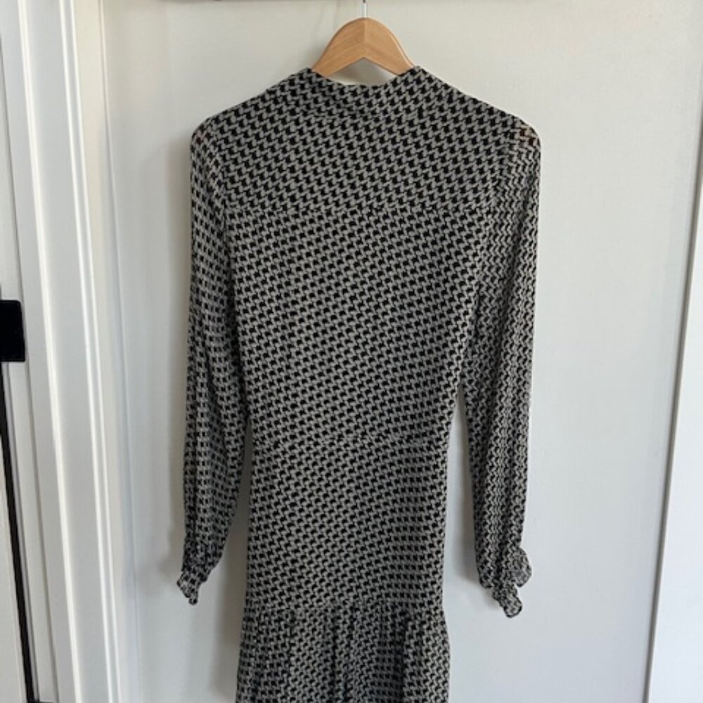 Anthropologie PAIGE Silk Lizabeta Dress Long sleeve houndstooth Small - Picture 3 of 3